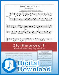 Story of My Life - One DIrection simplified and easy piano sheet music