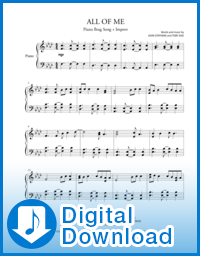 All of Me - John Legend - simplified piano sheet music plus improv